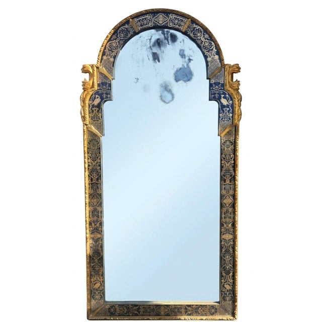 Queen Anne Style Mirror Featuring Verre Églomisé For Sale - Image 4 of 4