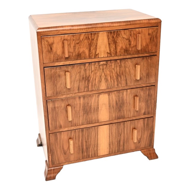Art Deco Figured Walnut Chest of Drawers, 1930 For Sale