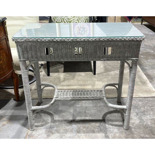 Traditional Antique Wicker Hall Table or Console For Sale - Image 3 of 12