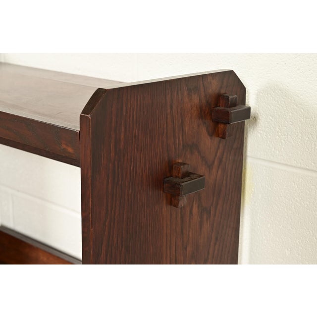 Limbert Style Antique Mission Oak Arts & Crafts Book Trough or Magazine Stand, Newly Refinished For Sale In South Bend - Image 6 of 11