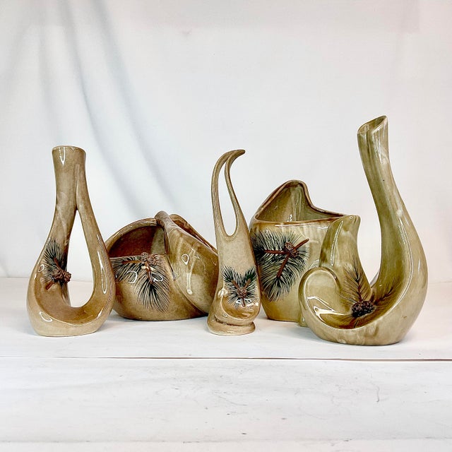 1980s Vintage Arts & Crafts Boho Chic Studio Pottery Vase & Planter Collection - Set of 5 For Sale - Image 4 of 13