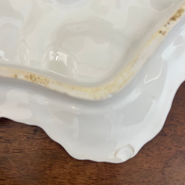 Blue Antique 1800s French Porcelain Blue Center 6 Well Oyster Plates- Set of 3 For Sale - Image 8 of 11