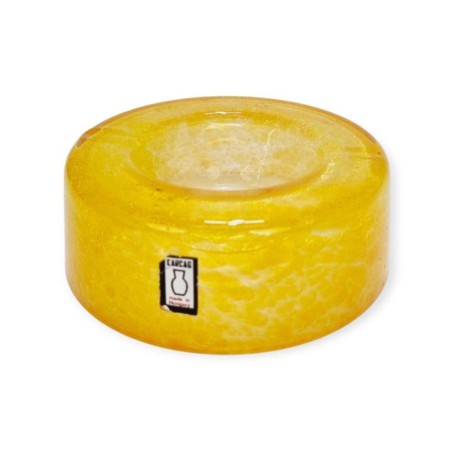 Yellow Vintage Hungarian Art Glass Veil Ashtray from Karcag, 1970s For Sale - Image 8 of 8