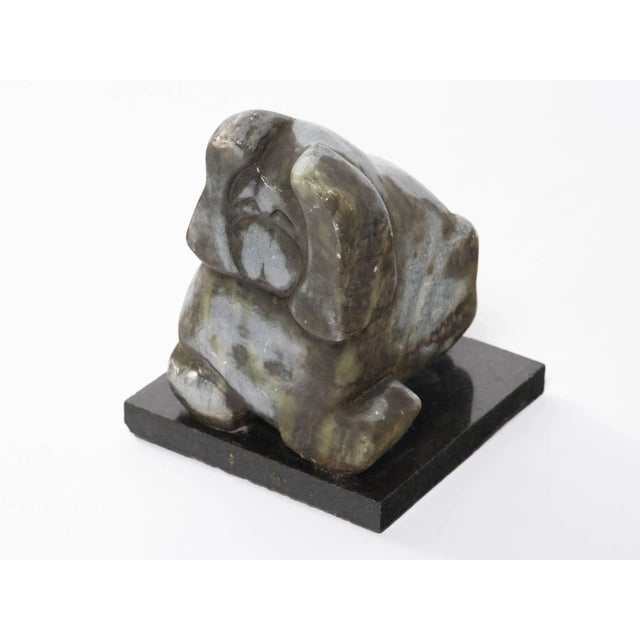 1970s Signed Carved Marble Sculpture of Dog For Sale - Image 5 of 9
