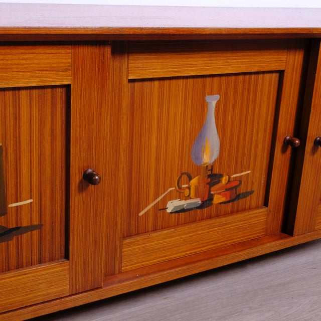 Mid-Century Sideboard in Hand-Painted Wood, 1950s For Sale - Image 13 of 18