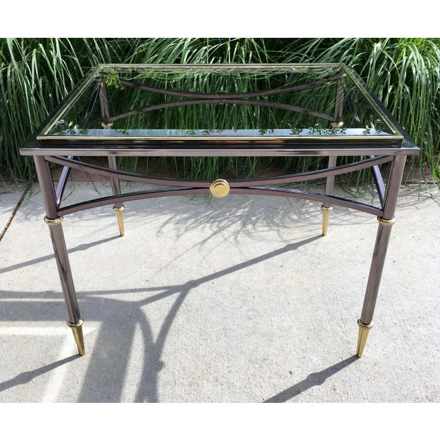 Mid 20th Century Jansen Style Gun Metal End Table With Brass Mounts From Design Institute of America For Sale - Image 13 of 13