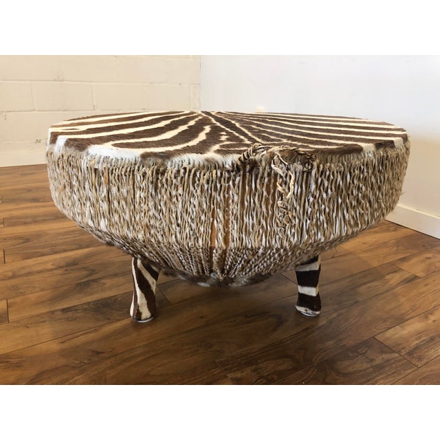 Vintage Zebra Hide Drum Table Chairish