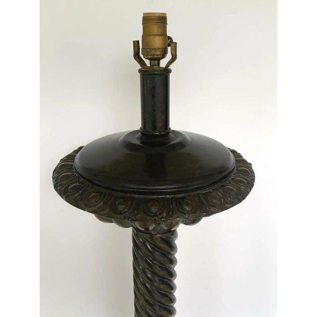 Mid 20th Century Grand Tour Style Bronze and Marble Column Floor Lamp, After the Roman Model For Sale - Image 9 of 11