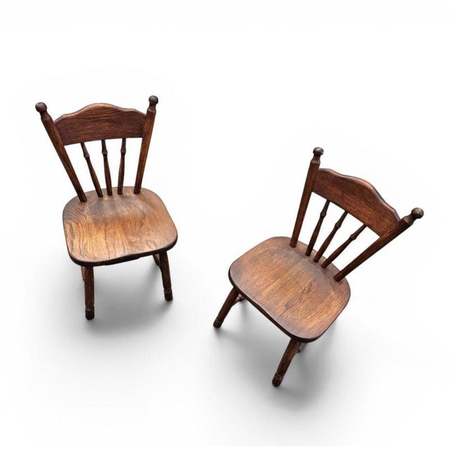 Victorian Oak Children's Stick Back Chairs, 1960s, Set of 2 For Sale - Image 13 of 15