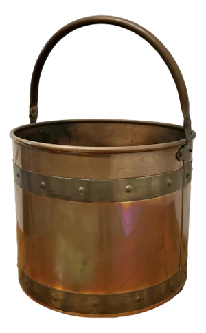 Riveted Copper and Brass Coal Bucket, 1920s