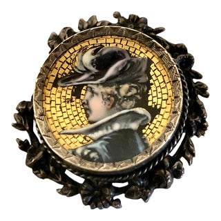 19th-Century Italian Micro Mosaic Brooch For Sale