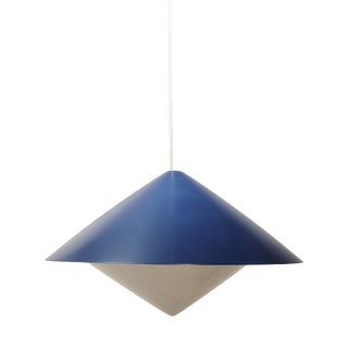 Kuli Blue and White Hanging Lamp by Svea Winkler for Orno, Finland, 1960s For Sale