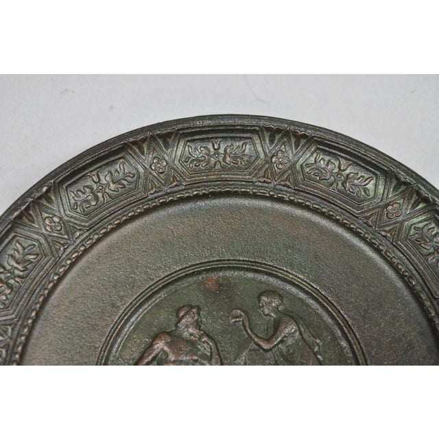Vintage Roman Classical Style Figural Cast Iron Twin Handle Charger Dish For Sale In Philadelphia - Image 6 of 12