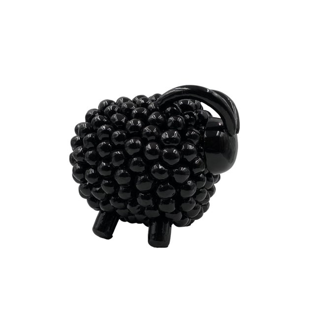 Black Ceramic Ram Sculpture, Italy, 1980s For Sale - Image 14 of 18
