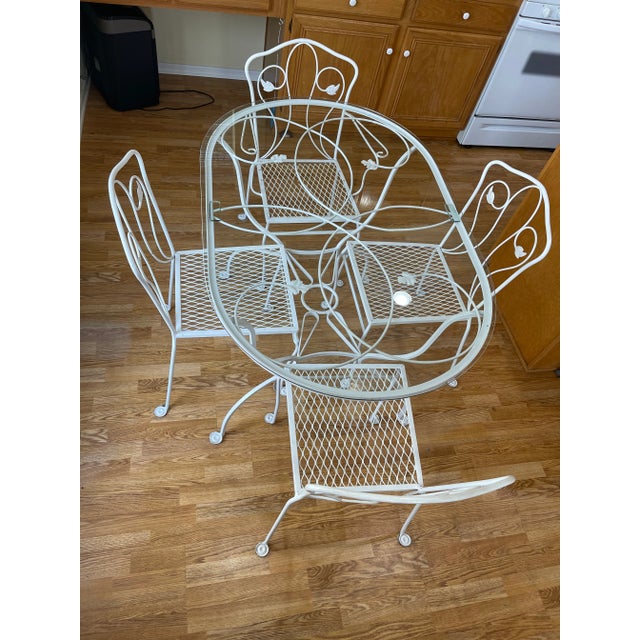 Vintage Wrought Iron Dining Table & 4 Chairs Chairish