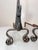 Gothic Rare Antique 19th Century Hand Wrought Iron Fireplace Firedogs Black Andirons For Sale - Image 3 of 13
