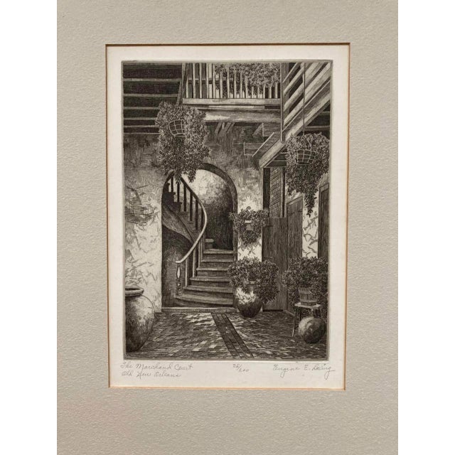 Marchand Courtyard (Signed French Quarter New Orleans Etching Print), Eugene Loving For Sale