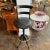 Italian 1990s Vintage Italian Black Leather Seat Barstool With Wood and Brass Accent for the Footrest and Low Back For Sale - Image 3 of 13