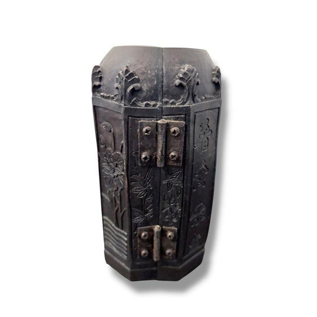 Vintage Hand-Carved Wooden Buddhist Triptych Shrine For Sale - Image 6 of 9
