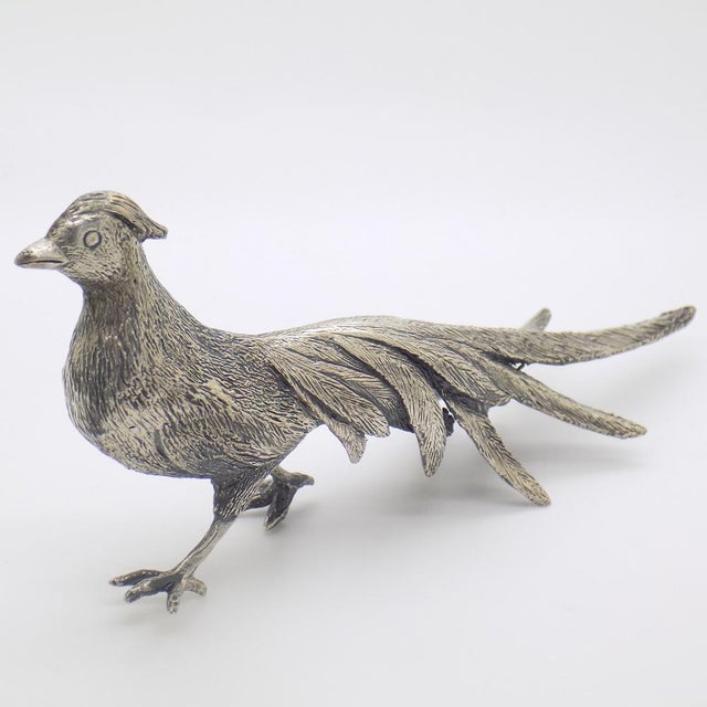 Vintage Italian Handmade Genuine Silver Pheasant Figurine by Raspini Gioielli, 1960s For Sale - Image 6 of 16