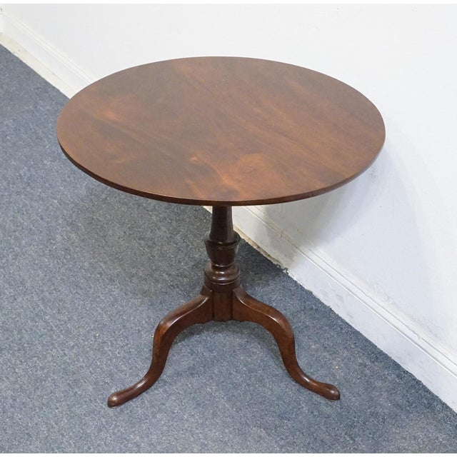 Vintage Antique Solid Mahogany Traditional Style 41" Round Tilt-Top Accent Table For Sale - Image 4 of 9