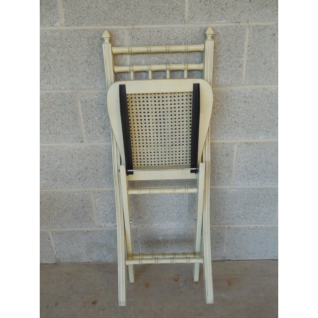 Faux Bamboo Hollywood Regency Cane Bottom Folding Chairs Set of 4