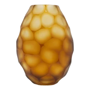 Hand-Blown Murano Battuto Oval Vase in Amber