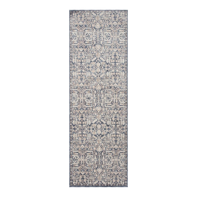 Amber Lewis x Loloi Zuma Blue / Ivory 2'-7" x 10'-0" Runner Rug For Sale