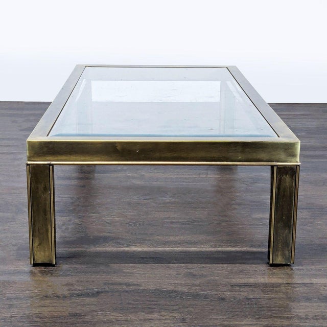 Vintage American Brass and Glass Coffee Table For Sale - Image 4 of 7