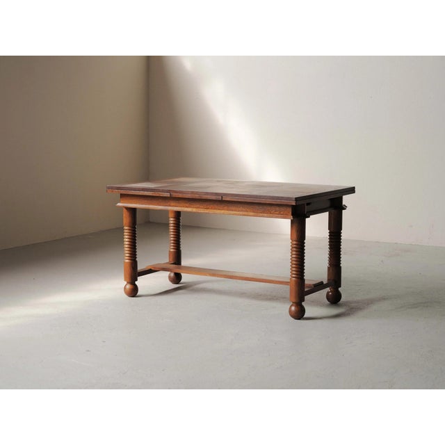 Vintage Extendable Oak Dining Table, France, 1940 For Sale - Image 9 of 18