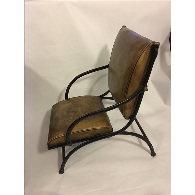 English Leather and Iron Accent Chair Chairish