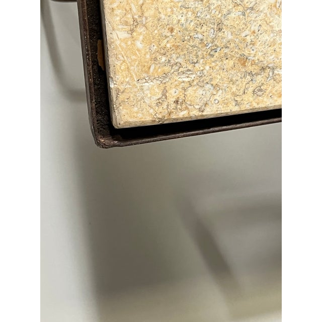 Metal French Artisan Coffee Table in Wrought Iron and Travertine Top, 1920s For Sale - Image 7 of 10