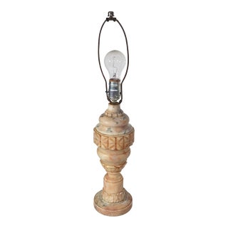 Art Deco Carved Alabaster Table Lamp Made in Italy For Sale