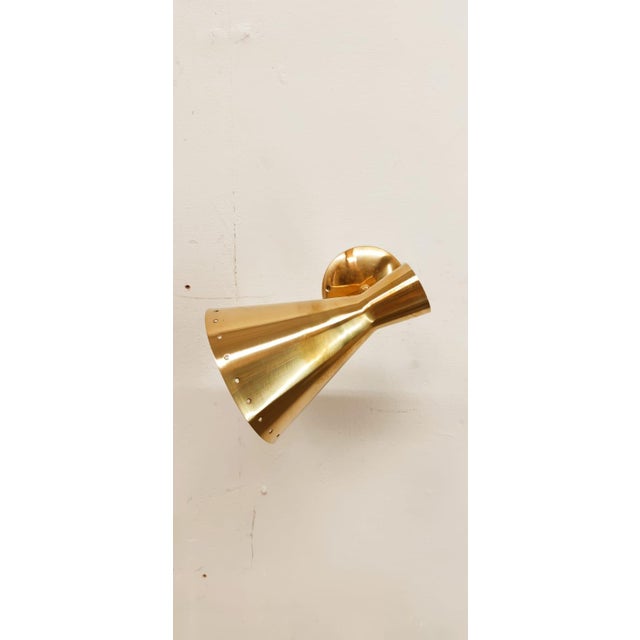 Contemporary Adjustable Brass Cone Wall Lamp For Sale - Image 3 of 9
