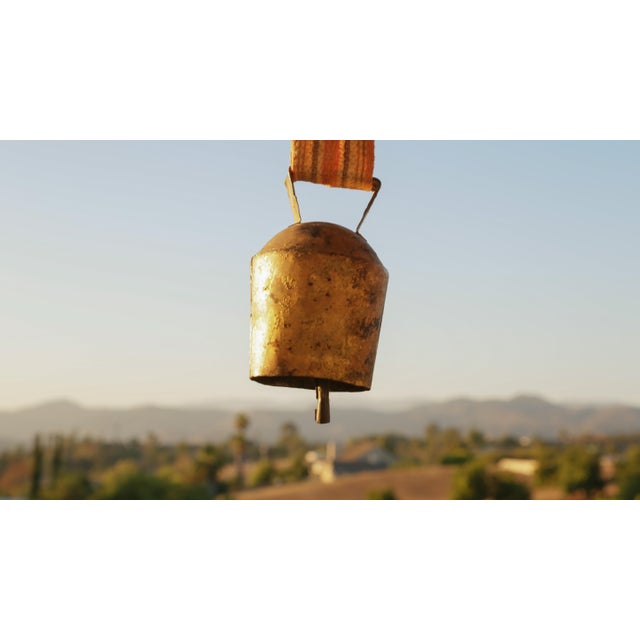 Antique Swedish Cow Bell, Brass Plated Iron With Beatiful Golden Patina For Sale - Image 11 of 11