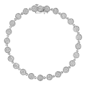 .925 Sterling Silver 2.0 Cttw Round Diamond Link Bracelet - 7.25"