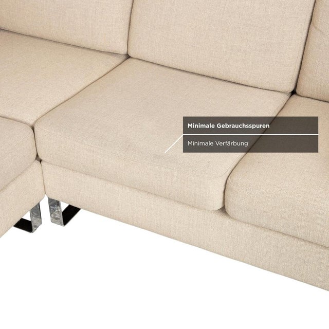 Conseta Corner Sofa in Beige, Cream, and Sand Fabric with Chrome Legs from Cor For Sale - Image 9 of 15