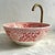 Pink Pink Flower Handcrafted Vessel Basin Ceramic Modern Style, Moroccan Basin Sink Bowl with Brass Drain For Sale - Image 8 of 10