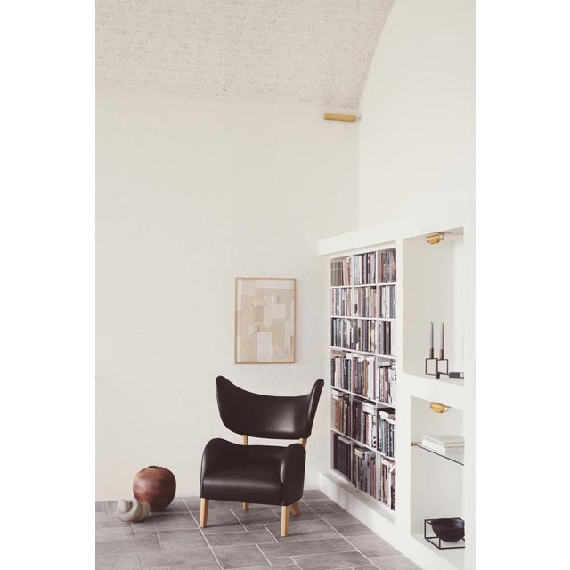 Mogens Lassen Black Leather Natural Oak My Own Chair Lounge Chairs by Lassen, Set of 4 For Sale - Image 4 of 10