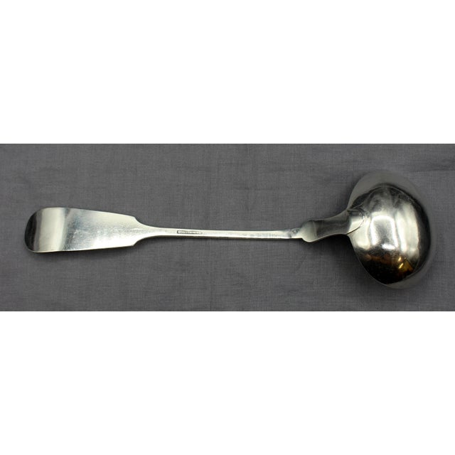 Coin silver soup ladle by R&W Wilson, Philadelphia. Period monogram "J"; fiddleback. Robert & William Wilson, 1825-1846....