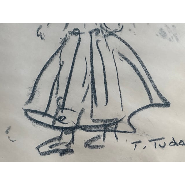 Traditional Tasha Tudor Original Art Charcoal Sketch For Sale - Image 3 of 12