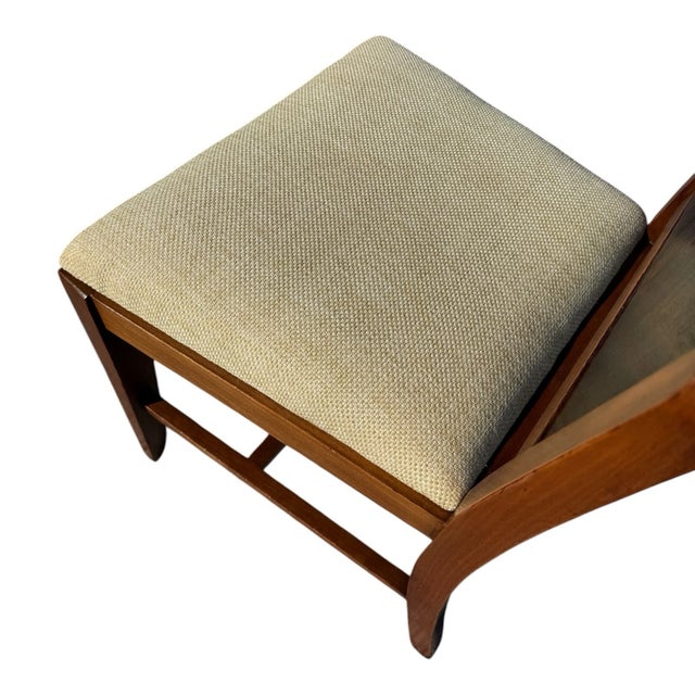 1930s Art Deco Walnut French Vanity Chair Newly Upholstered For Sale - Image 16 of 17