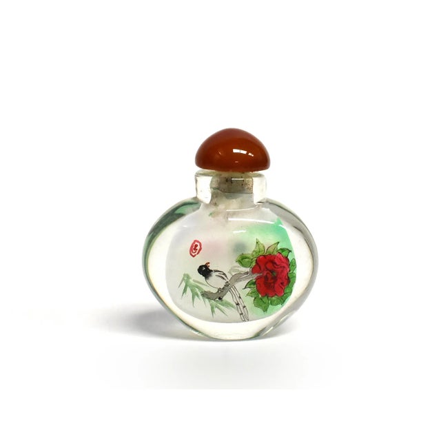 Red Reverse Painted Snuff Bottles With Birds - Set of 5 For Sale - Image 8 of 13