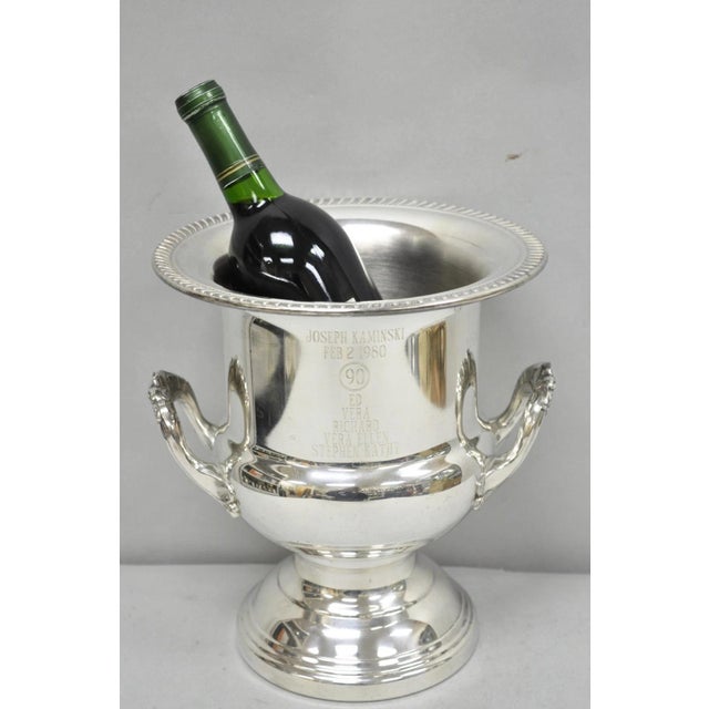 Vintage Leonard Silver Plated Trophy Cup Champagne Chiller Ice Bucket Engraved For Sale - Image 14 of 16