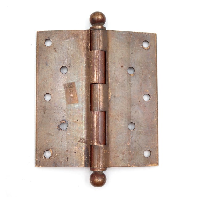 This door hinge is made of bronze with ball tips, five knuckles, and a staggered hole pattern. The original mounting...