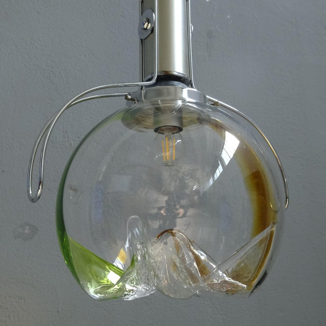 Metal Pendant Lamp in Steel and Murano Glass For Sale - Image 7 of 18
