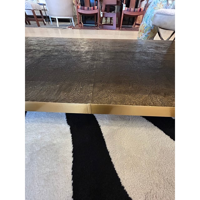 Odeon Sleek Textured Antiqued Brass Clad Coffee Table For Sale - Image 4 of 11