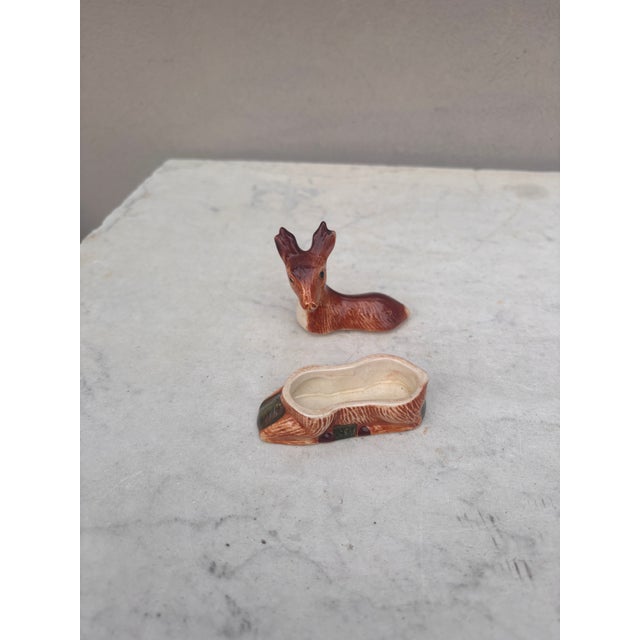 Small Majolica Brown Deer Tureen Caugant, Circa 1950 For Sale - Image 4 of 6