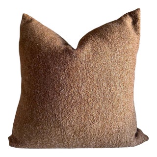 French Bouclette Vintage Linen Pillow With Down Insert Havane For Sale