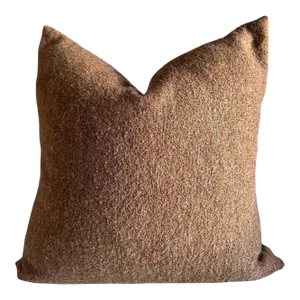 French Bouclette Vintage Linen Pillow With Down Insert Havane